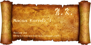 Nacsa Kornél névjegykártya